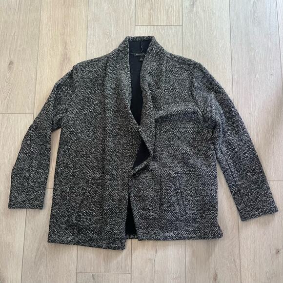 Banana Republic Women’s Black & Gray Marled Waterfall Cardigan/Jacket Size L - Picture 1 of 8